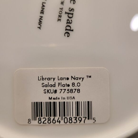 NWT Kate Spade by Lenox Library Lane Navy salad plates - Picture 3 of 4